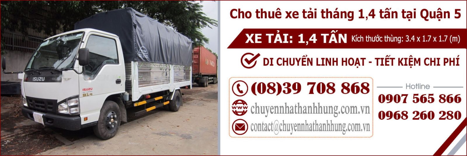Cho thuê xe tải tháng 1,4t tại Quận 5 Cho thuê xe tải tháng 1,4t tại Quận 5